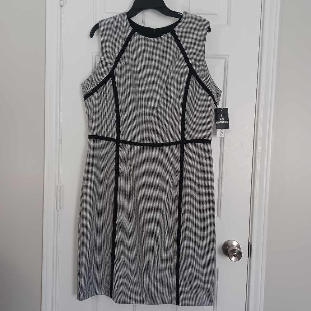 Studio 1 Houndstooth Black/white Dress Sz 16 NEW